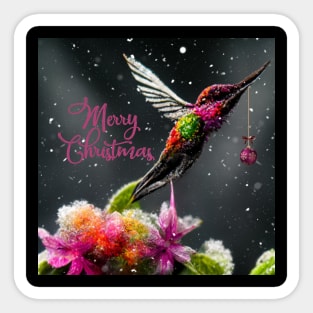 Marry Christmas wishes from colorful hummingbird Sticker